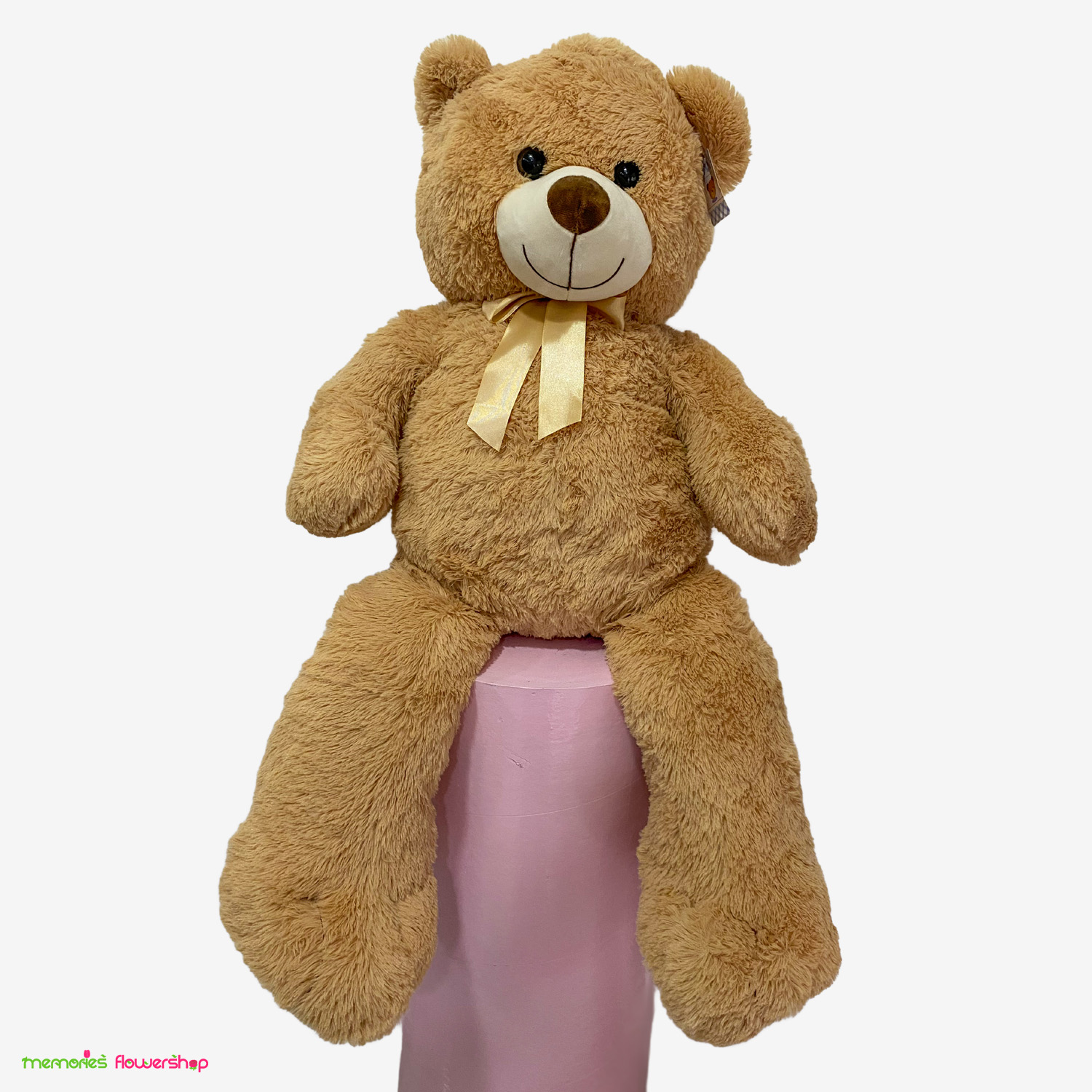 Peluche de oso gigante con lazo, ideal para ocasiones especiales Oso de peluche marrón claro de un metro con lazo decorativo